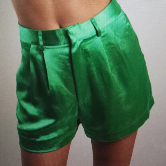 Glam Pants - GLAM-Vibrant Irish Green Statement Eye Catching Shorts-Size XL